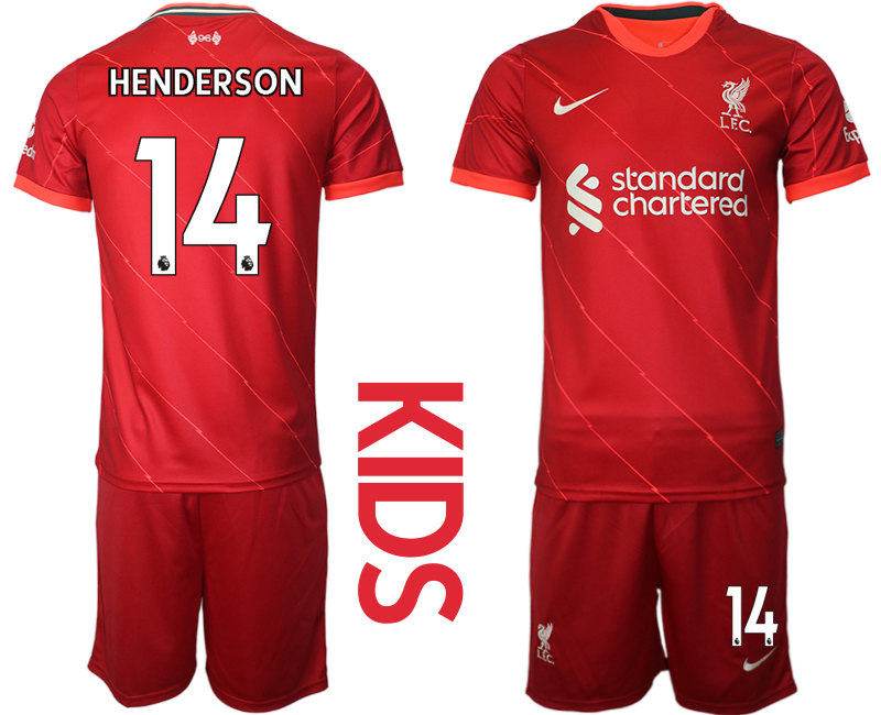 Youth 2021-2022 Club Liverpool home red #14 Soccer Jersey